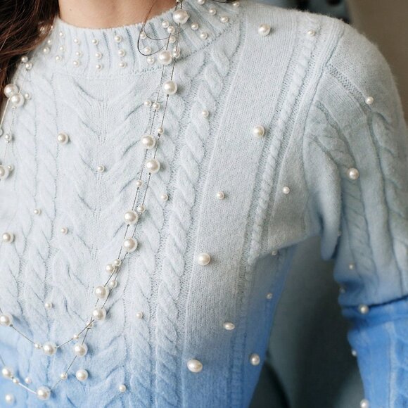 Baby Blue Chic Women's Sweater Skirt Set - Picture 3 of 8